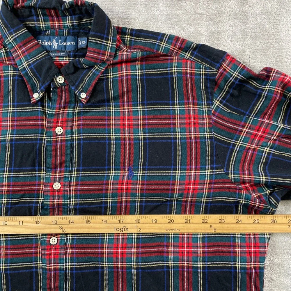 Polo Ralph Lauren Shirt Men XL Plaid Black Red Classic Fit Holiday Preppy Casual